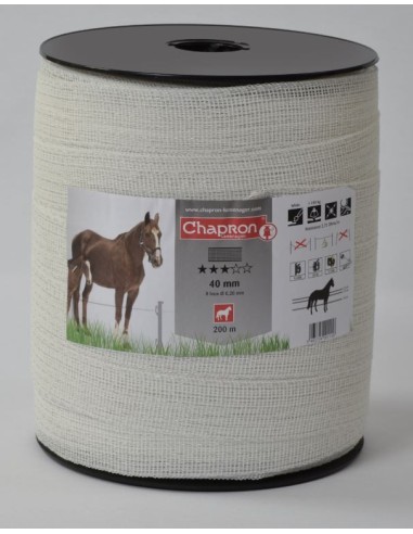 Ruban 40 mm 8 fils conducteur inox 0.20 mm 200 mètres Chapron Lemenager Blanc