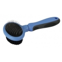 Brosse double flexible pour chien bleu