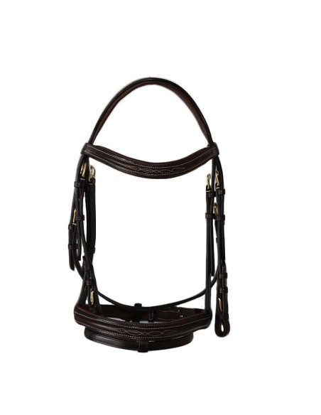 Bridon + collier de chasse surpiqué Dhm-Equitation marron