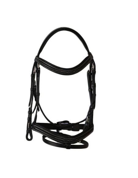 Bridon + collier de chasse surpiqué Dhm-Equitation noir