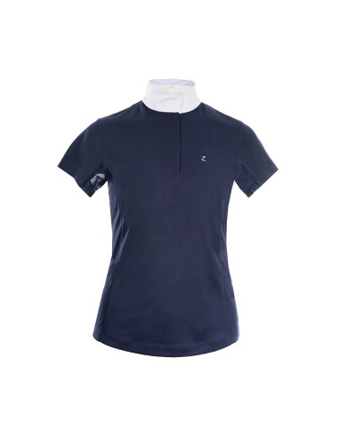 Polo fonctionnel à manches courtes Blaire Horze Crescendo avec détails en filet, femme Marine