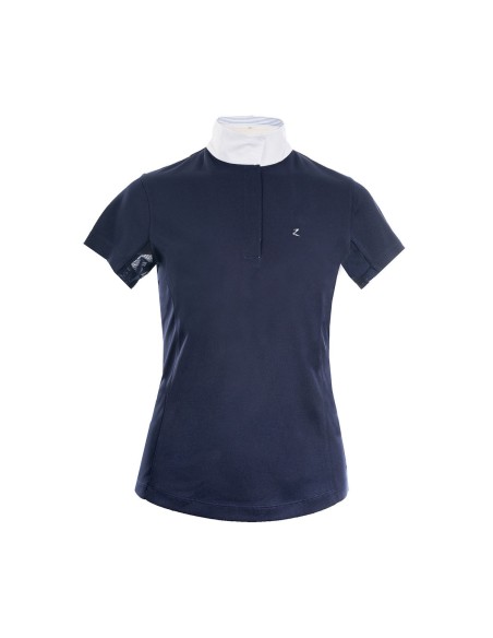 Polo fonctionnel à manches courtes Blaire Horze Crescendo avec détails en filet, femme Marine