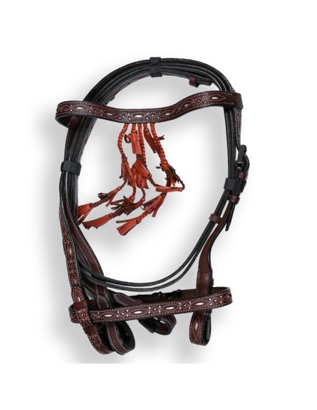 Bridon Espagnol catalona cuir sculpté DMH Equitation Chestnut