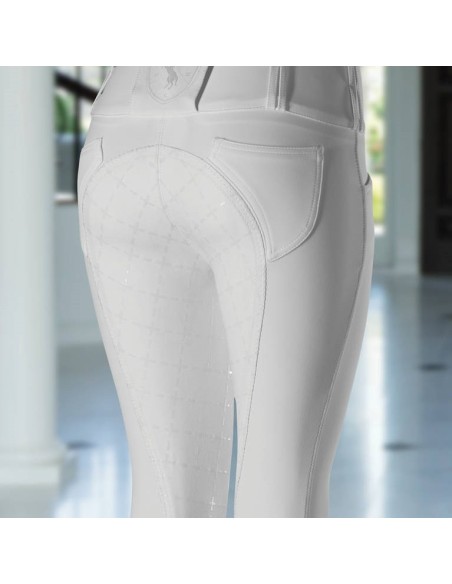 Culotte d'équitation à fond peau Horze Désirée Blanc
