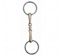 Mors double brisure 18 mm maillechort anneaux inox - HKM Acier