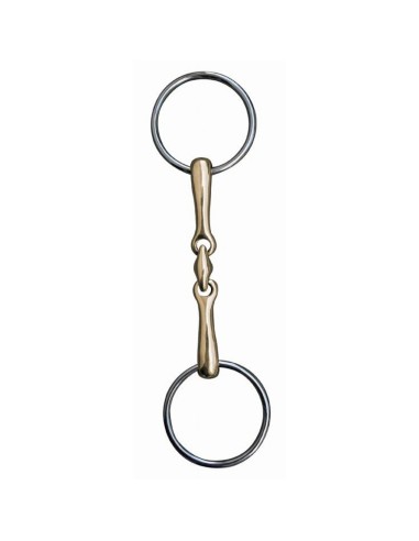 Mors double brisure 18 mm maillechort anneaux inox - HKM Acier