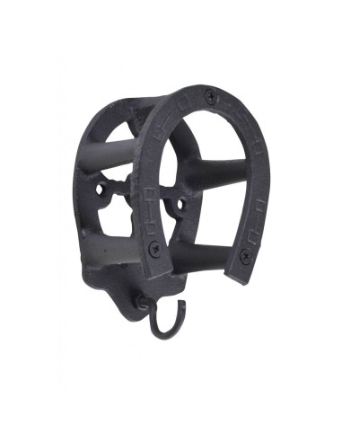 Porte bridon -fer à cheval- en fer forgé - HKM Noir