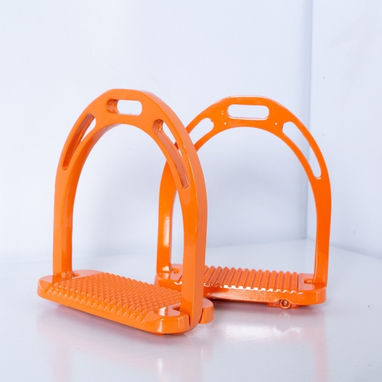Etriers aluminium profil 5 étoiles DMH Equitation Orange