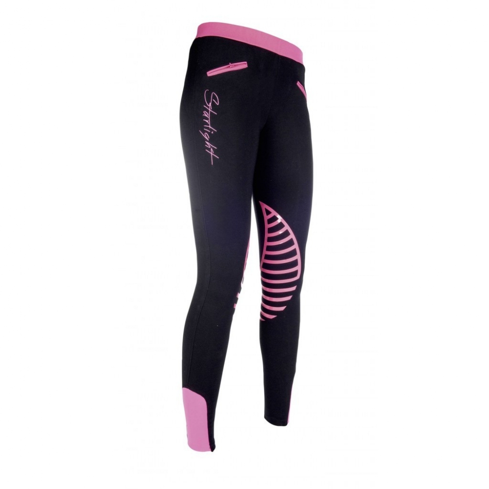HKM Leggings Da Equitazione Starlight In Silicone Donna - Unisex, Blu Scuro/Nero, Taglie 98-176, Traspiranti