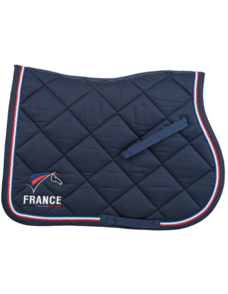 Tapis de selle mixte logoté FFE avec trois cordelettes Lamicell Navy