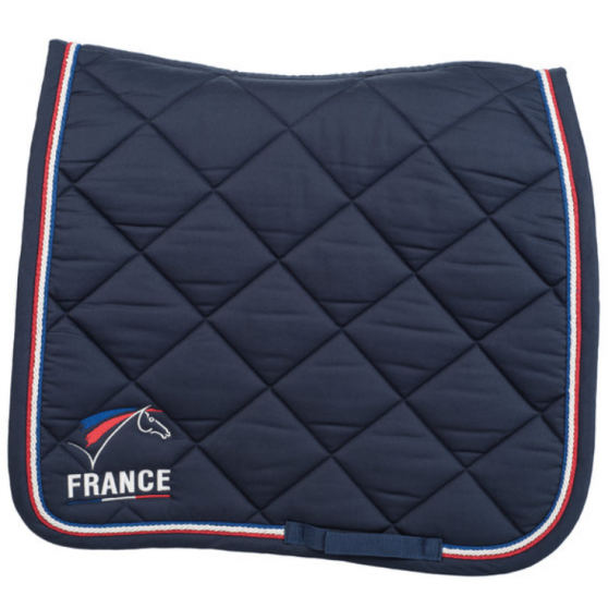 Tapis de selle de dressage logoté FFE avec trois cordelettes Lamicell Navy