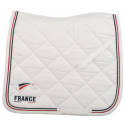 Tapis de selle de dressage FFE logoté Lamicell avec trois cordelettes Blanc