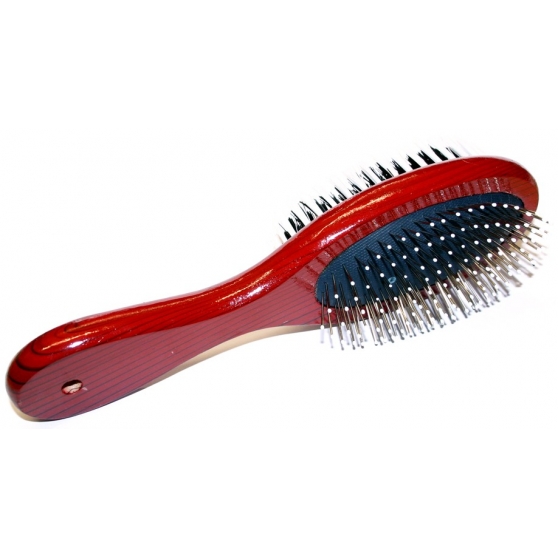 Brosse bois pour crinière double face Rouge / Noir