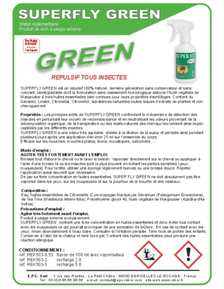 Anti-mouches naturel Super Fly Green Rekor