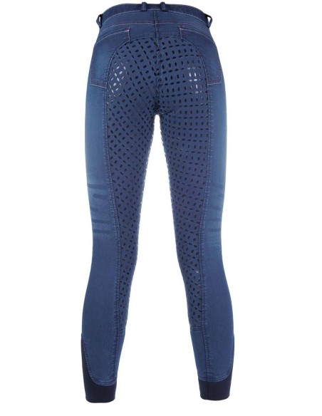 Jean d'équitation Summer Denim Easy- fond 3/4 en silicone enfants HKM