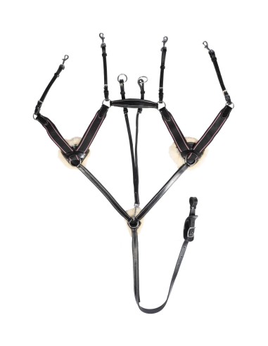 Collier de chasse cinq points doublé mouton HKM Noir