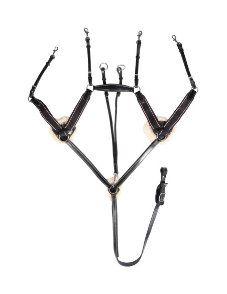 Collier de chasse cinq points doublé mouton HKM Noir