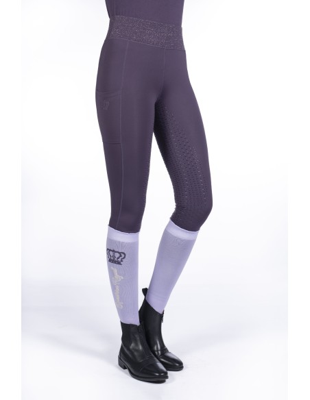 Leggings taille haute lilas foncé fond 1/1 en silicone