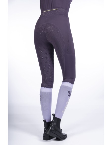 Leggings taille haute lilas foncé fond 1/1 en silicone