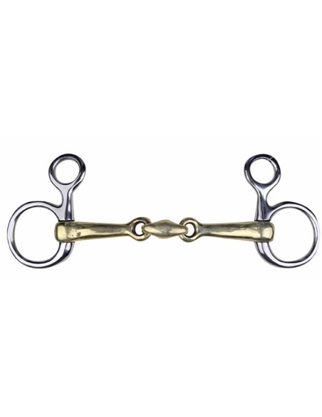 Mors baucher en maillechort, 16mm avec anneaux en acier - HKM Acier