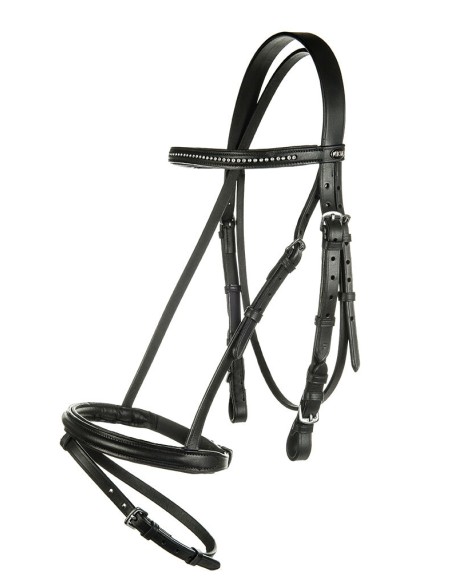 Bridon strass cuir vachette HKM