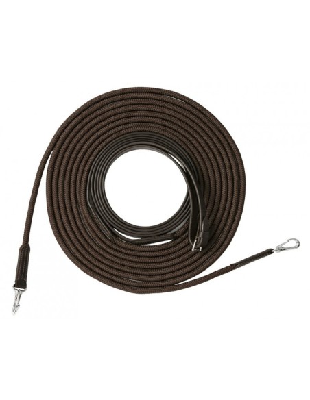 Longues rênes Riding World cuir/corde