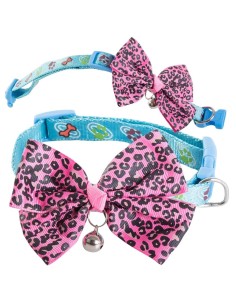 Collier chien ou chat réglable avec noeud et clochette