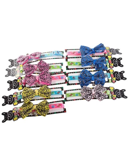 Collier chien ou chat réglable avec noeud et clochette