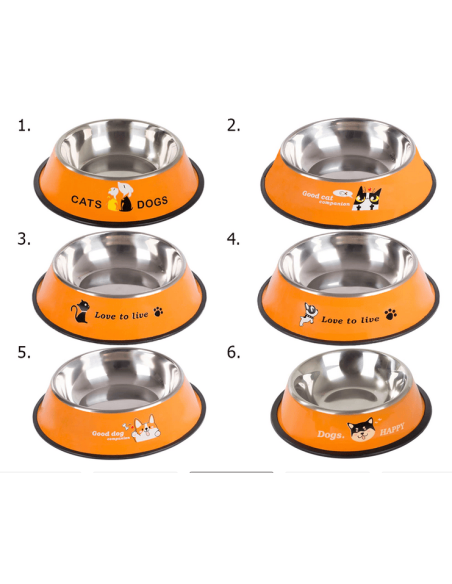 Gamelle pour chien antidérapante en métal avec inscriptions
