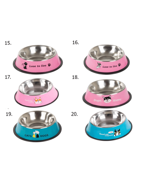 Gamelle pour chien antidérapante en métal avec inscriptions