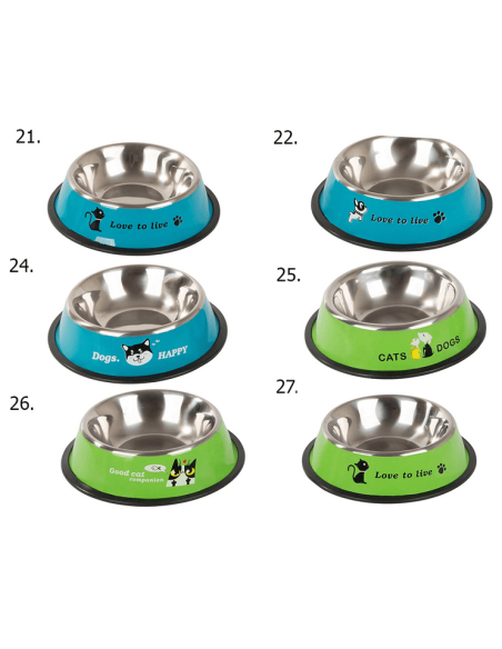 Gamelle pour chien antidérapante en métal avec inscriptions