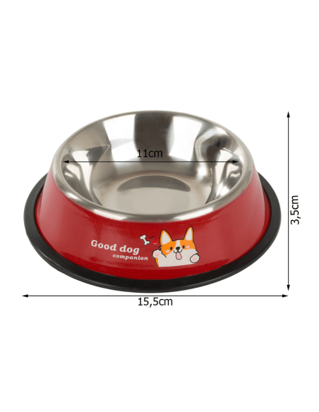 Gamelle pour chien antidérapante en métal avec inscriptions 150 ml