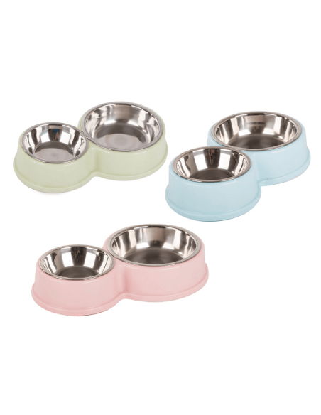 Double gamelle en métal pour chien ou chat pour nourriture et eau