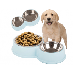Double gamelle en métal pour chien ou chat pour nourriture et eau