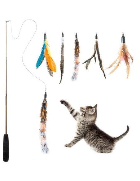 Jouet pour chats canne à pêche plume