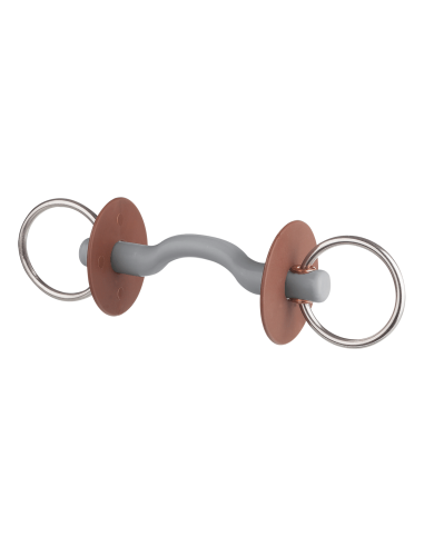 Mors de filet doux avec canon à passage de langue anneau 7.5cm Beris