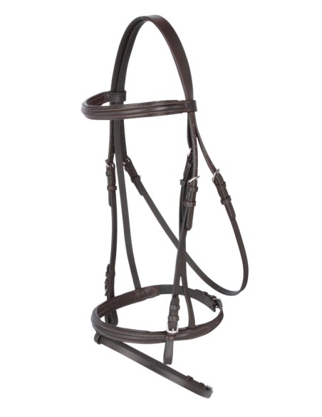 Bridon pour Cheval de Trait – Cuir Résistant | Marron/Noir | Réglages Multiples | Confort Optimal