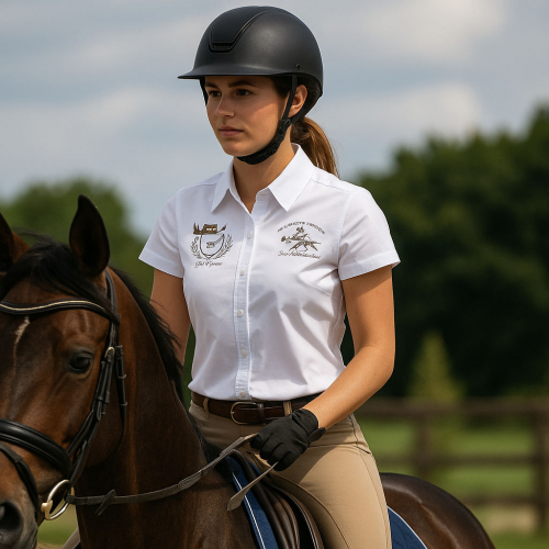 Haut d'équitation manches longues femme 1/4 zip bleu