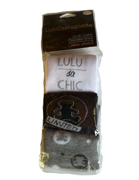 Lot de 3 paires de chaussettes 80% Coton Lulu Castagnette