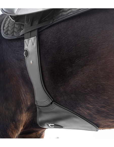 Sangle de selle en cuir avec bavette ventrale élastique Waldhausen