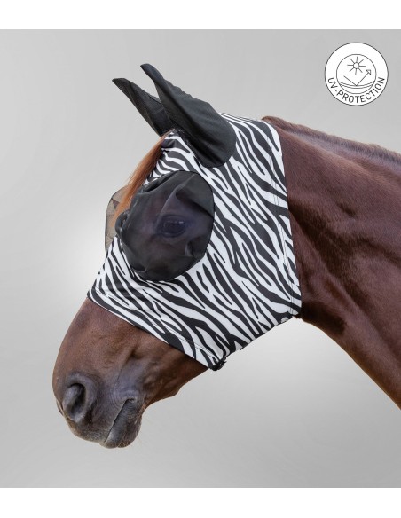 Masque anti-mouches Puck Zebra Waldhausen du shetland au trait