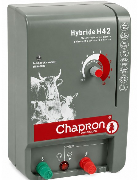Electrificateur cloture électrique Hybride H42 4.25 joules Chapron