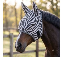 Masque anti-mouches zebra oreilles Cheval