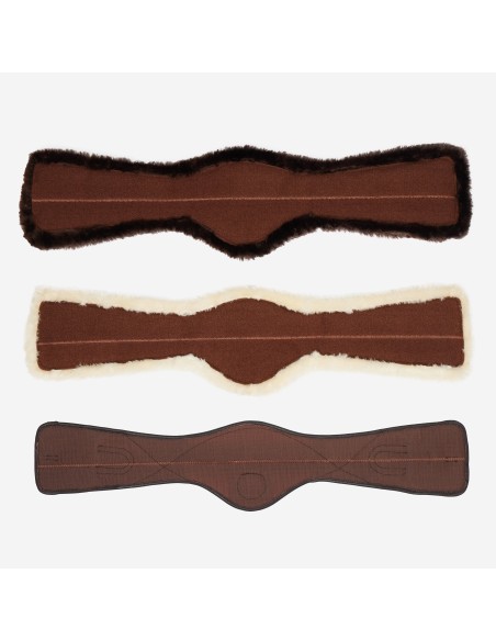 Sangle de dressage en cuir avec laine synthétique amovible marron LeMieux