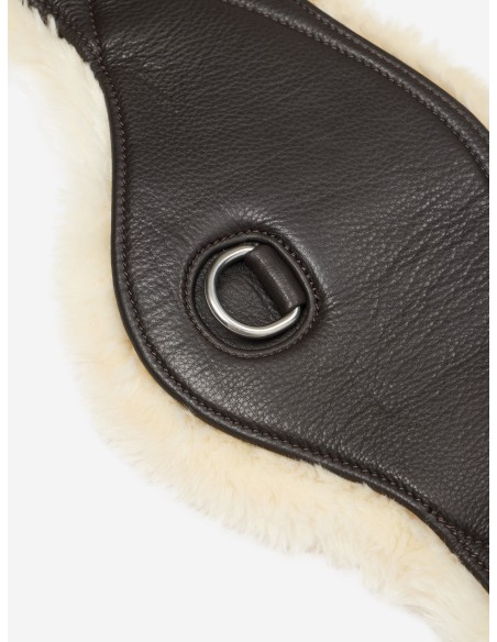 Sangle de dressage en cuir avec laine synthétique amovible marron LeMieux