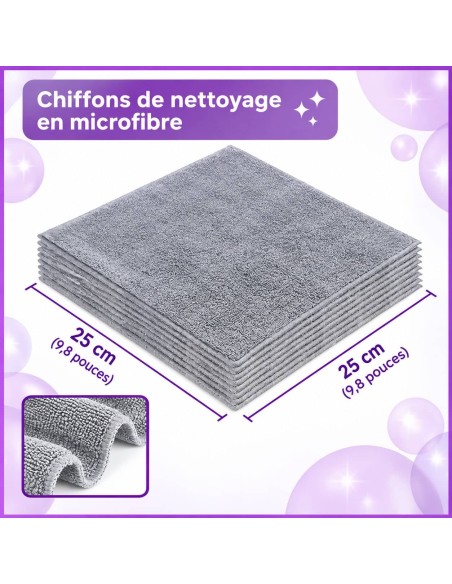 Chiffon à nettoyer microfibres anti-peluche 25 X 25