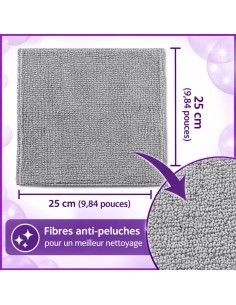 Chiffon à nettoyer microfibres anti-peluche 25 X 25 2