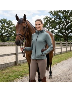 Funktionsstrickjacke für Reiter: bequem, dehnbar, schnell trocknend, mit Kapuze aus Satin HV Polo