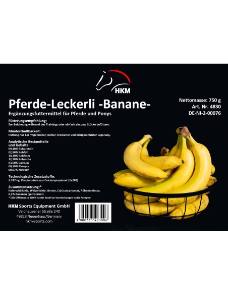 Golosinas de plátano para caballos, 750 g HKM