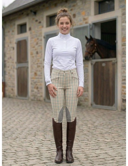 Pantalones de equitación para adolescentes Hunter Check Euro-Star | EE.FR